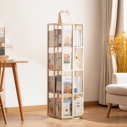 Modern Minimalist Rectangular Bamboo Acrylic Composite Board Bookshelves 4/5 Tier Rotatable For Living Room