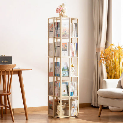 Modern Minimalist Rectangular Bamboo Acrylic Composite Board Bookshelves 4/5 Tier Rotatable For Living Room