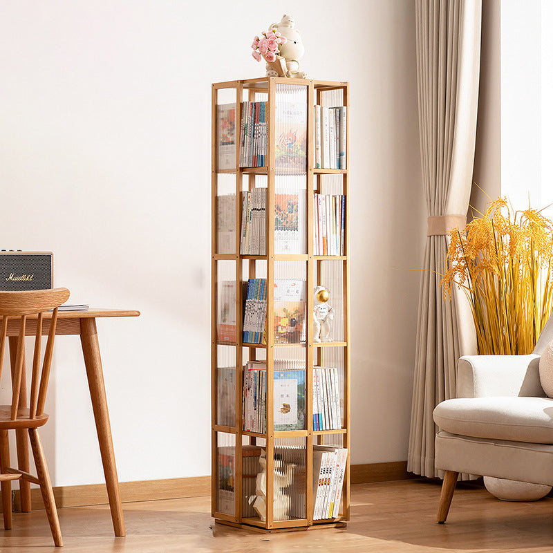 Modern Minimalist Rectangular Bamboo Acrylic Composite Board Bookshelves 4/5 Tier Rotatable For Living Room