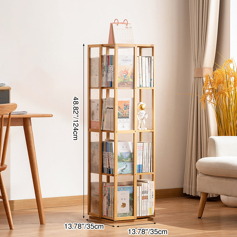 Modern Minimalist Rectangular Bamboo Acrylic Composite Board Bookshelves 4/5 Tier Rotatable For Living Room
