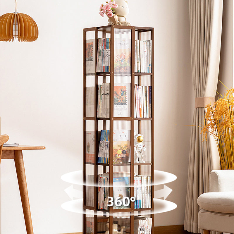 Modern Minimalist Rectangular Bamboo Acrylic Composite Board Bookshelves 4/5 Tier Rotatable For Living Room