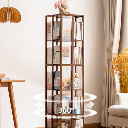 Modern Minimalist Rectangular Bamboo Acrylic Composite Board Bookshelves 4/5 Tier Rotatable For Living Room