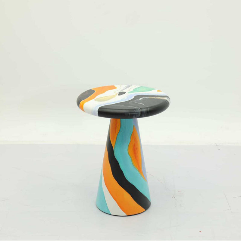 Modern Art Deco Round Solid Wood Multi-Layer Board Side Table For Living Room