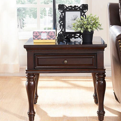 Modern Minimalist Square Solid Wood Eco-Friendly Panel Side Table 4-Leg 1-Drawer For Living Room