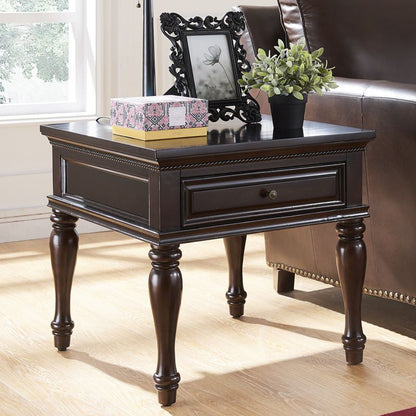 Modern Minimalist Square Solid Wood Eco-Friendly Panel Side Table 4-Leg 1-Drawer For Living Room