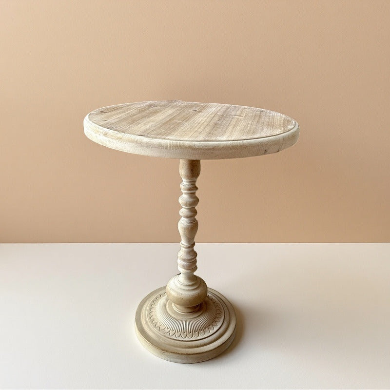 Traditional Vintage Round Solid Wood Iron Coffee Table For Living Room