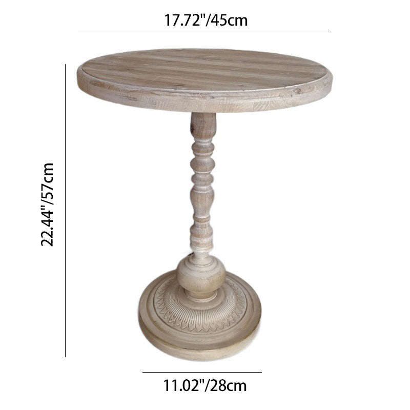 Traditional Vintage Round Solid Wood Iron Coffee Table For Living Room