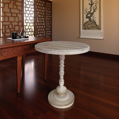 Traditional Vintage Round Solid Wood Iron Coffee Table For Living Room
