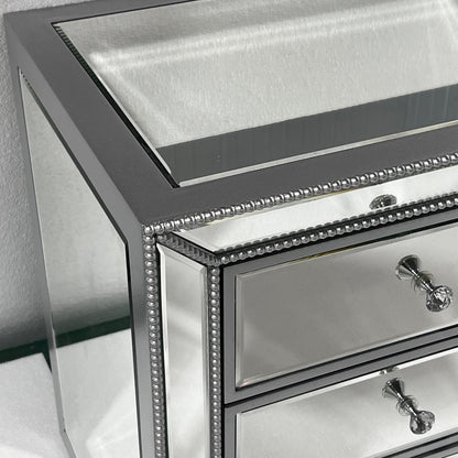 Modern Luxury Rectangular Glass Medium Density Fiberboard Nightstand 3-Drawer For Bedroom