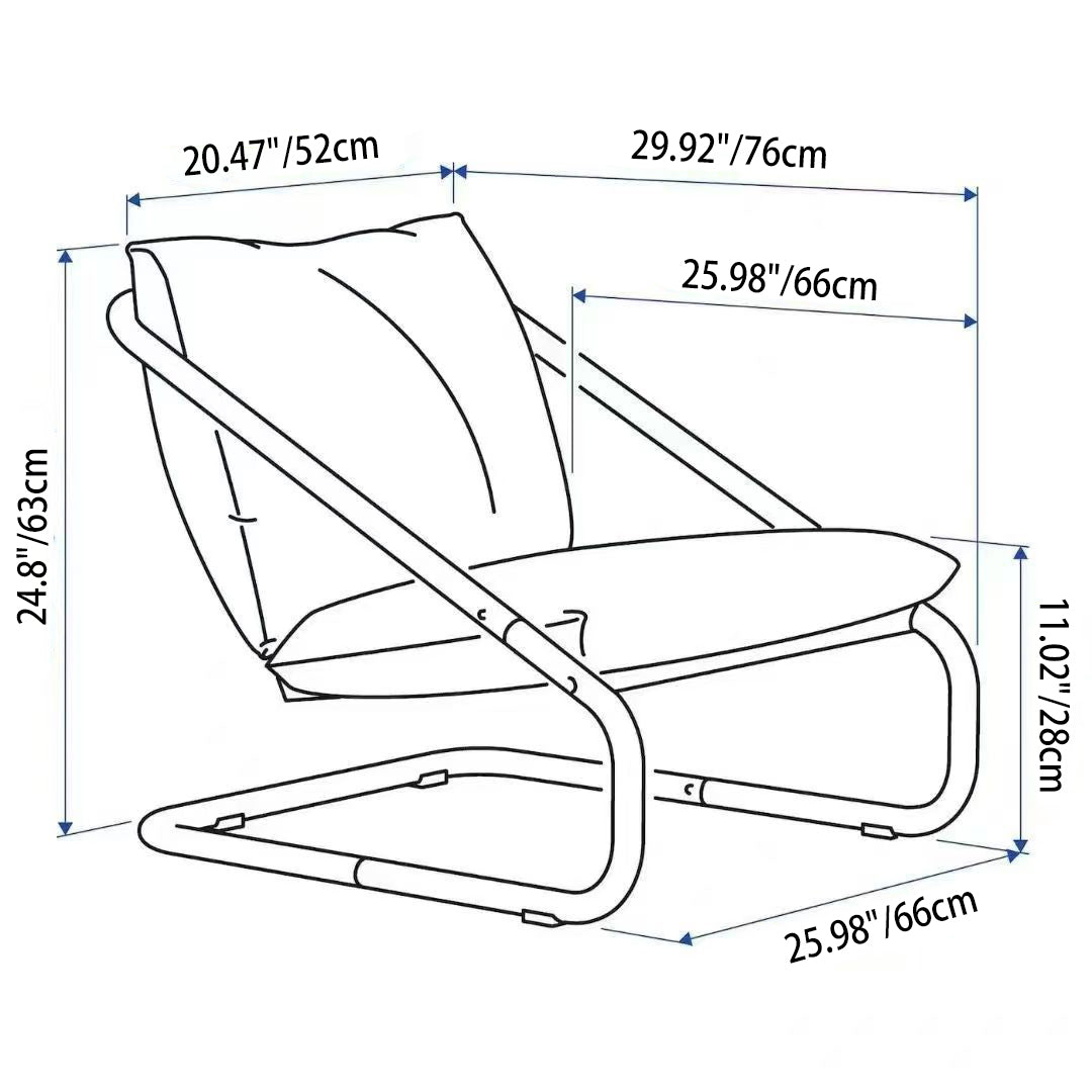 Modern Minimalist Curved Metal PP Cotton Fabric Accent Chair Backrest Armrest For Living Room