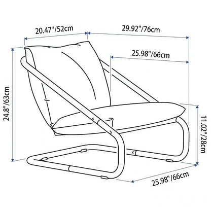 Modern Minimalist Curved Metal PP Cotton Fabric Accent Chair Backrest Armrest For Living Room