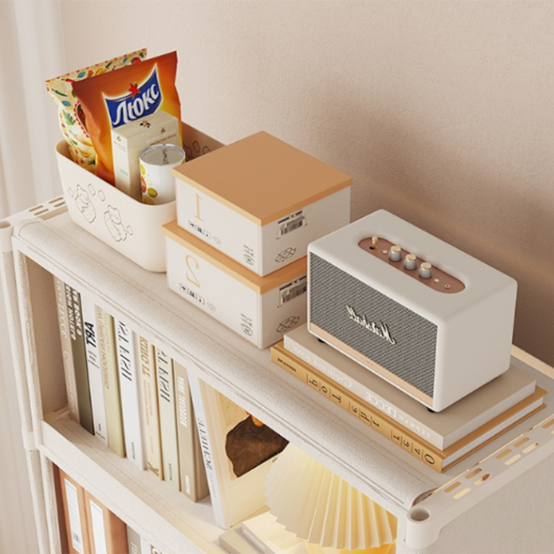 Modern Minimalist Rectangular Non-woven Fabric PET Carbon Steel Bookshelves 3/4-Tier For Living Room