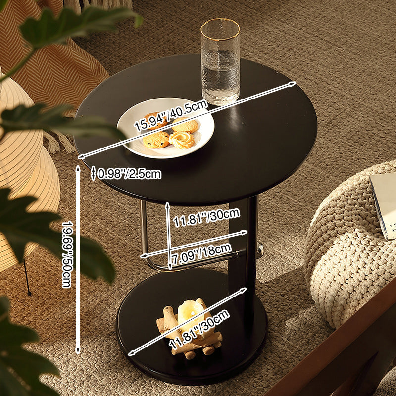 Traditional Vintage Round Solid Wood Stainless Steel Side Table For Living Room