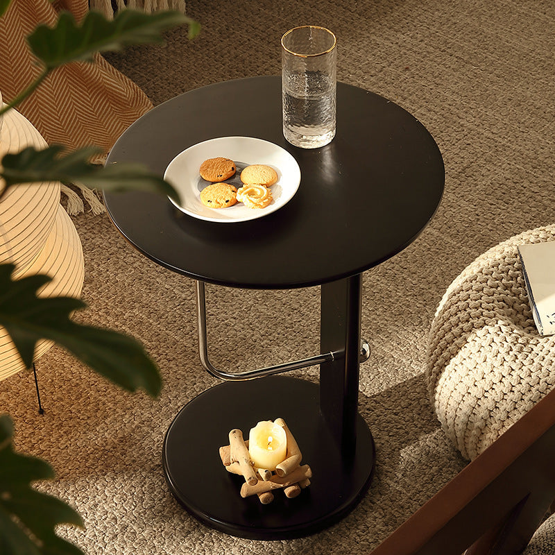 Traditional Vintage Round Solid Wood Stainless Steel Side Table For Living Room