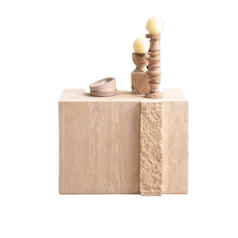 Modern Luxury Rectangular Natural Travertine Side Table For Living Room