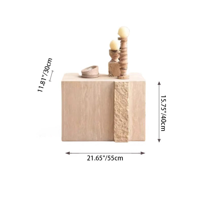 Modern Luxury Rectangular Natural Travertine Side Table For Living Room