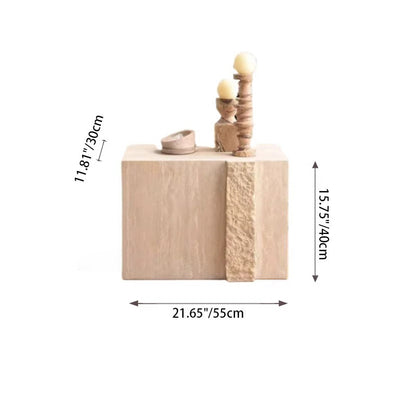 Modern Luxury Rectangular Natural Travertine Side Table For Living Room