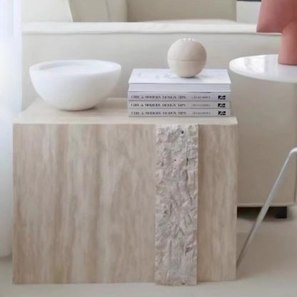 Modern Luxury Rectangular Natural Travertine Side Table For Living Room