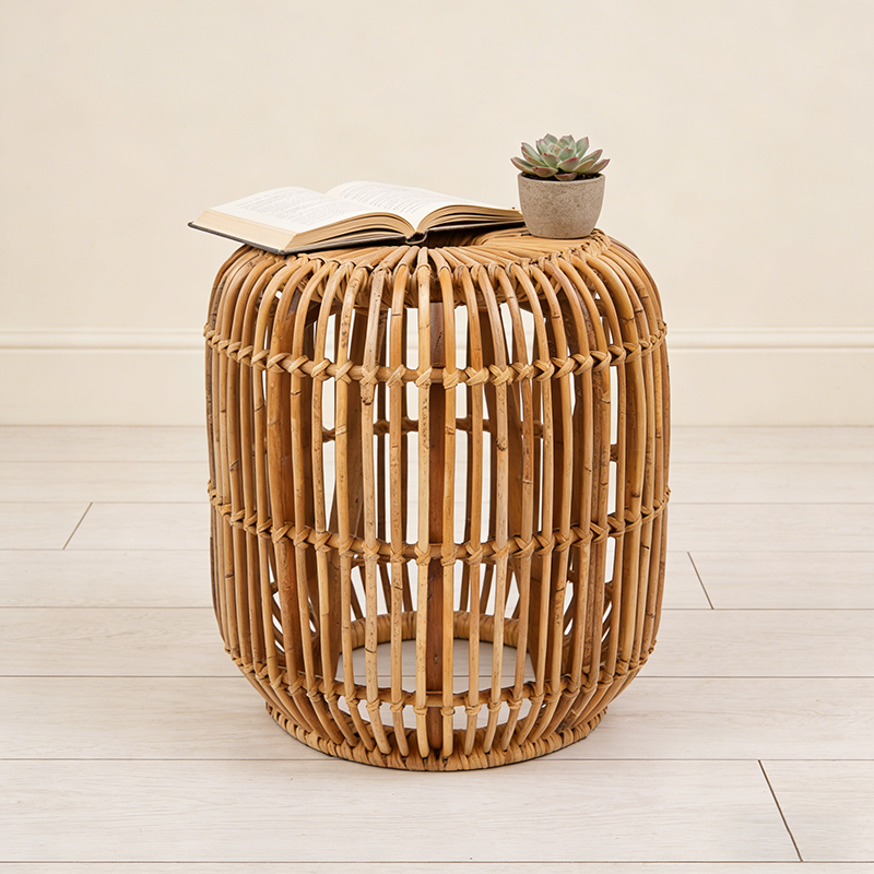 Modern Minimalist Bamboo Rattan Outdoor Side Table Lightweight, Durable, Eco-Friendly & Breathable Design For Patio And Garden