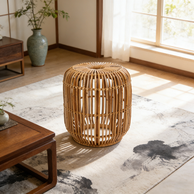Modern Minimalist Bamboo Rattan Outdoor Side Table Lightweight, Durable, Eco-Friendly & Breathable Design For Patio And Garden