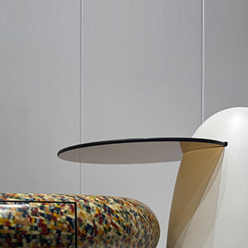 Modern Luxury Round Fiberglass Glass Side Table For Living Room