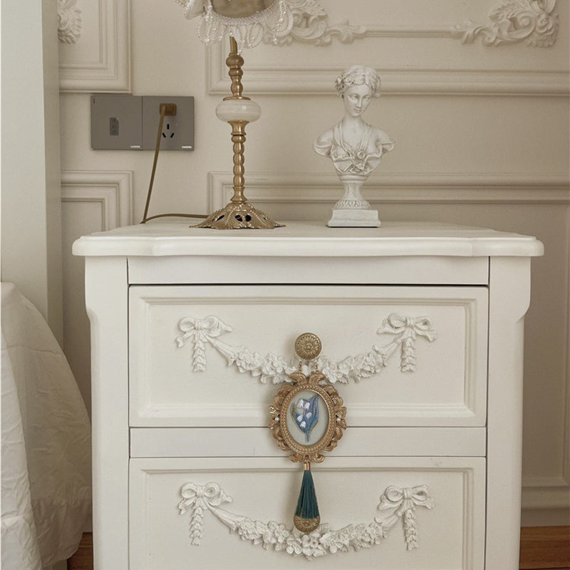 Modern Luxury Rectangular Solid Wood Nightstand 4-Leg 2-Drawer For Bedroom