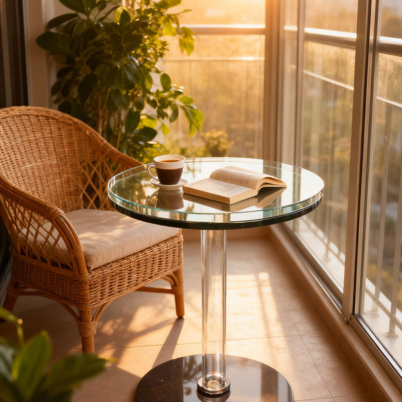 Modern Minimalist Round Acrylic Coffee Table For Living Room