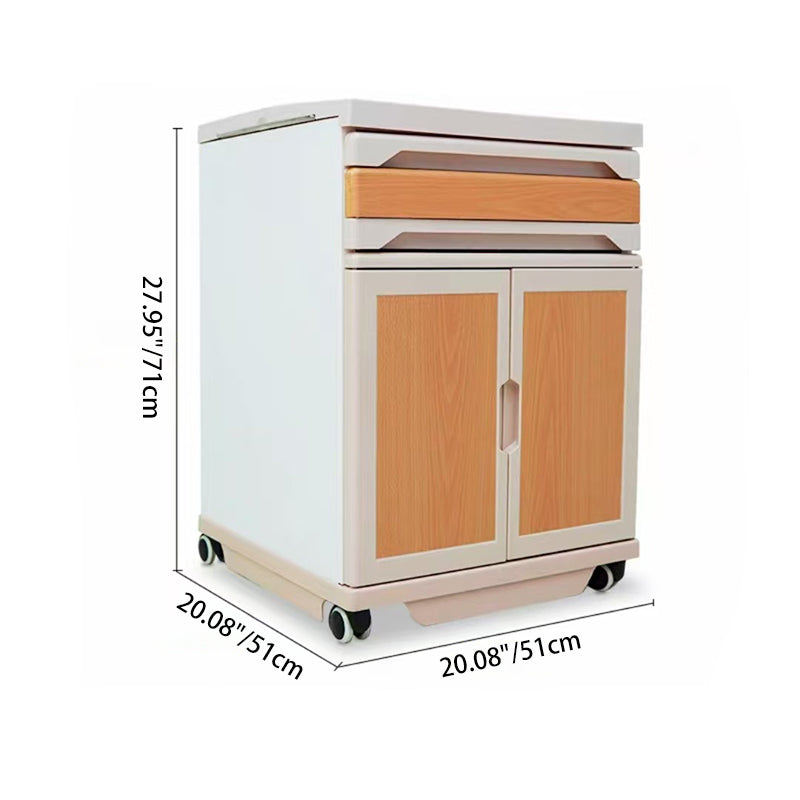 Modern Minimalist Rectangular Plastic-Steel Nightstand 1-Drawer 1-Cabinet For Bedroom