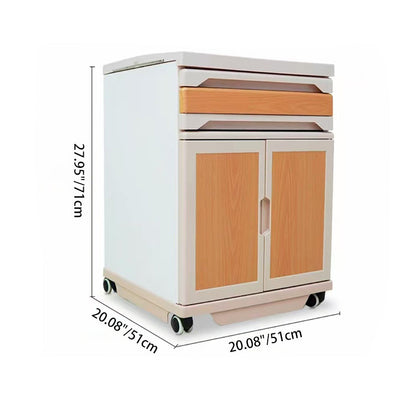 Modern Minimalist Rectangular Plastic-Steel Nightstand 1-Drawer 1-Cabinet For Bedroom