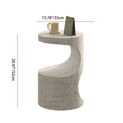 Modern Luxury Round Curved Iron Side Table 2-Tier Terrazzo Finish For Living Room