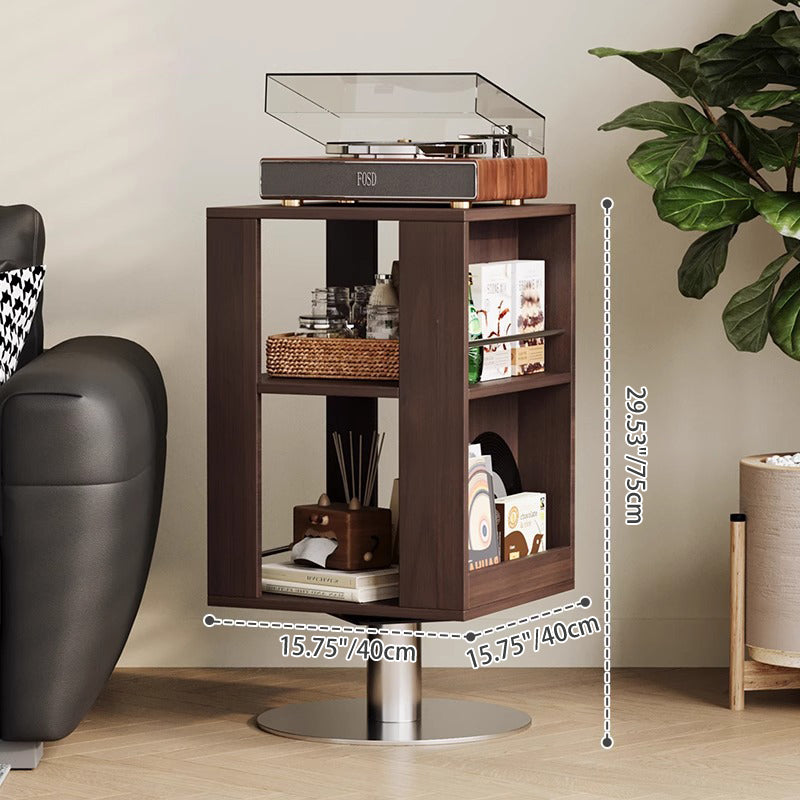 Traditional Vintage Rectangular Iron Multi-Layer Board Nightstand 3-Tier Rotatable For Bedroom