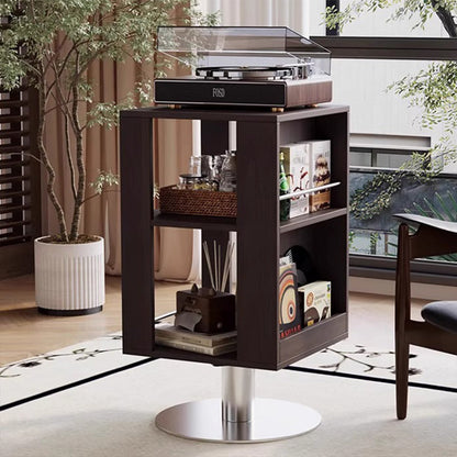 Traditional Vintage Rectangular Iron Multi-Layer Board Nightstand 3-Tier Rotatable For Bedroom