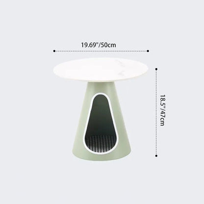 Modern Minimalist Round Stone Slab Iron Coffee Table 2-Tier For Living Room