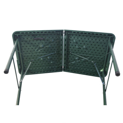Modern Minimalist Rectangular Plastic Steel Dining Table 4-Leg Foldable For Garden