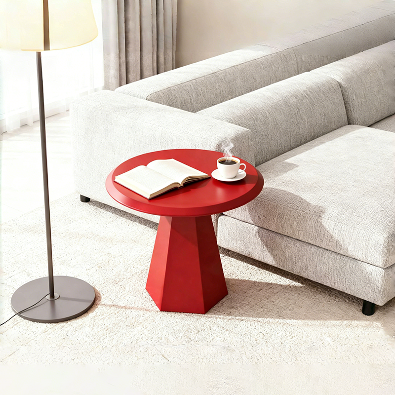 Modern Minimalist Round Hexagonal Base Carbon Steel Side Table For Living Room