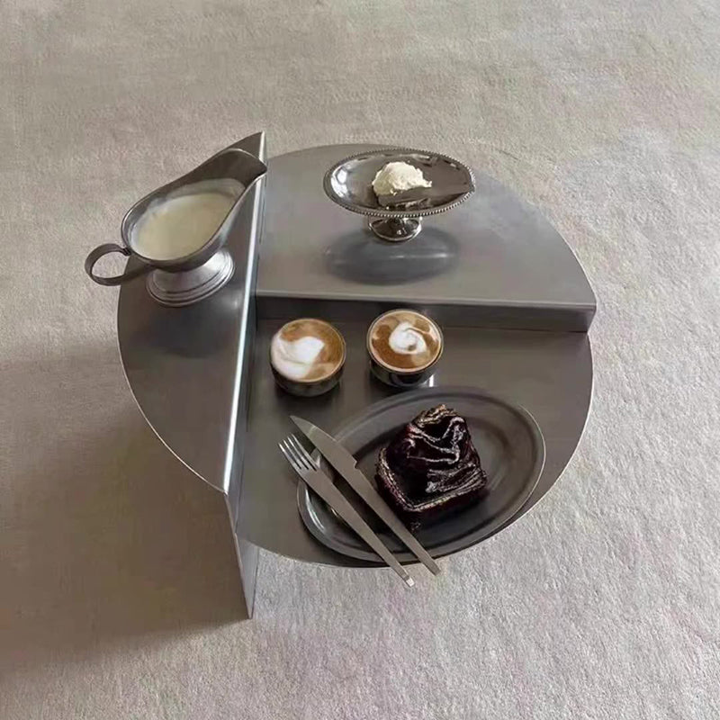 Modern Luxury Round Stainless Steel Coffee Table 3-Tier For Living Room