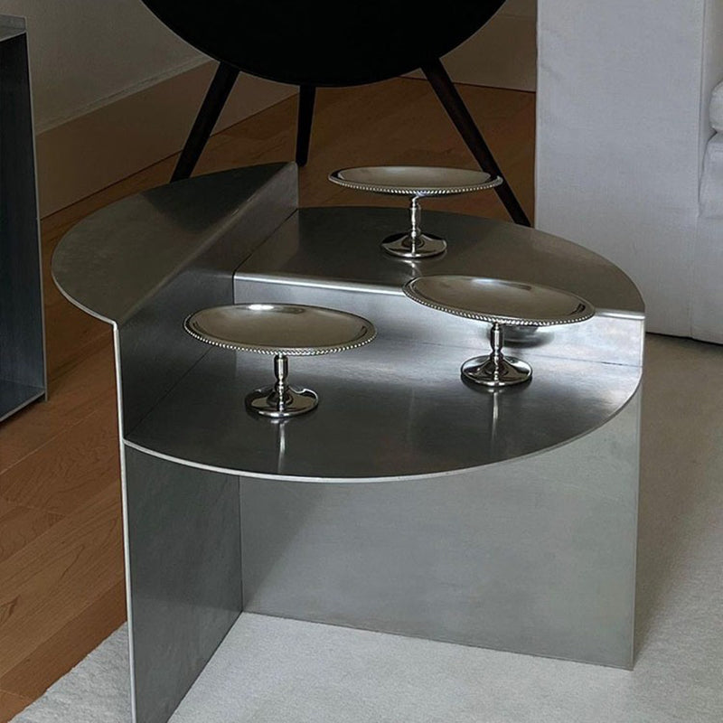 Modern Luxury Round Stainless Steel Coffee Table 3-Tier For Living Room