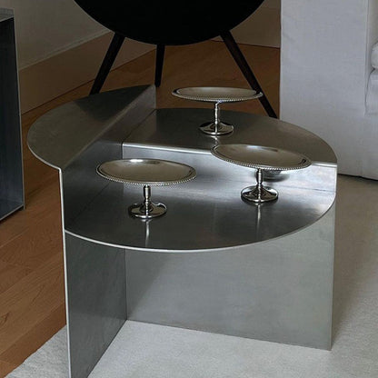 Modern Luxury Round Stainless Steel Coffee Table 3-Tier For Living Room