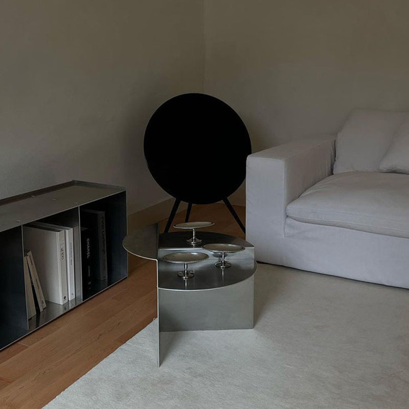 Modern Luxury Round Stainless Steel Coffee Table 3-Tier For Living Room