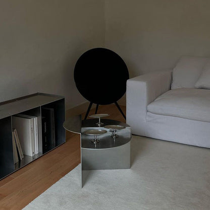 Modern Luxury Round Stainless Steel Coffee Table 3-Tier For Living Room