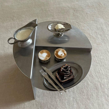 Modern Luxury Round Stainless Steel Coffee Table 3-Tier For Living Room