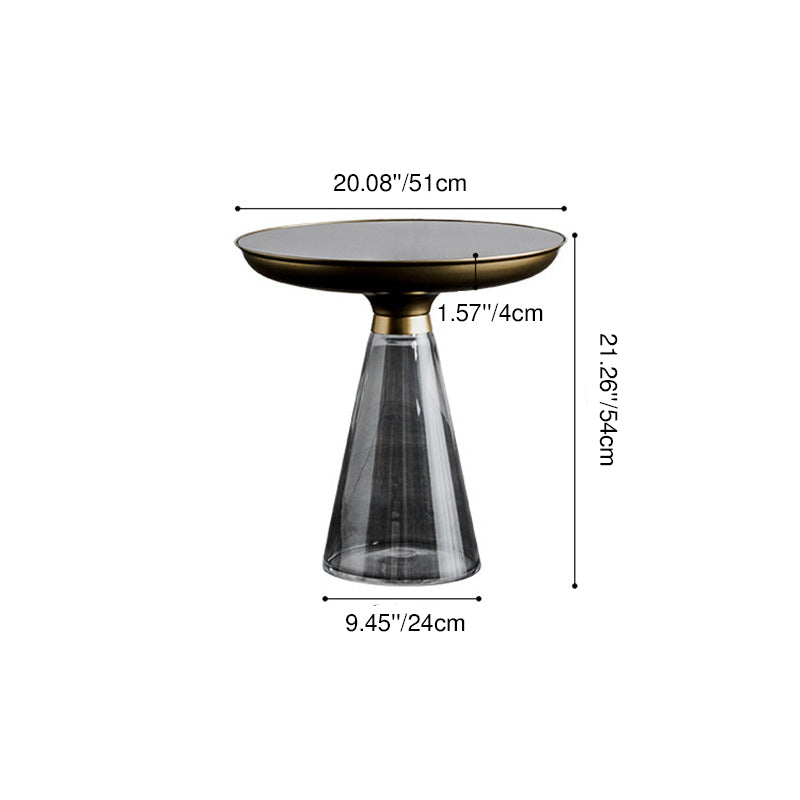 Modern Luxury Round Tempered Glass Metal Coffee Table Geometric Design For Living Room