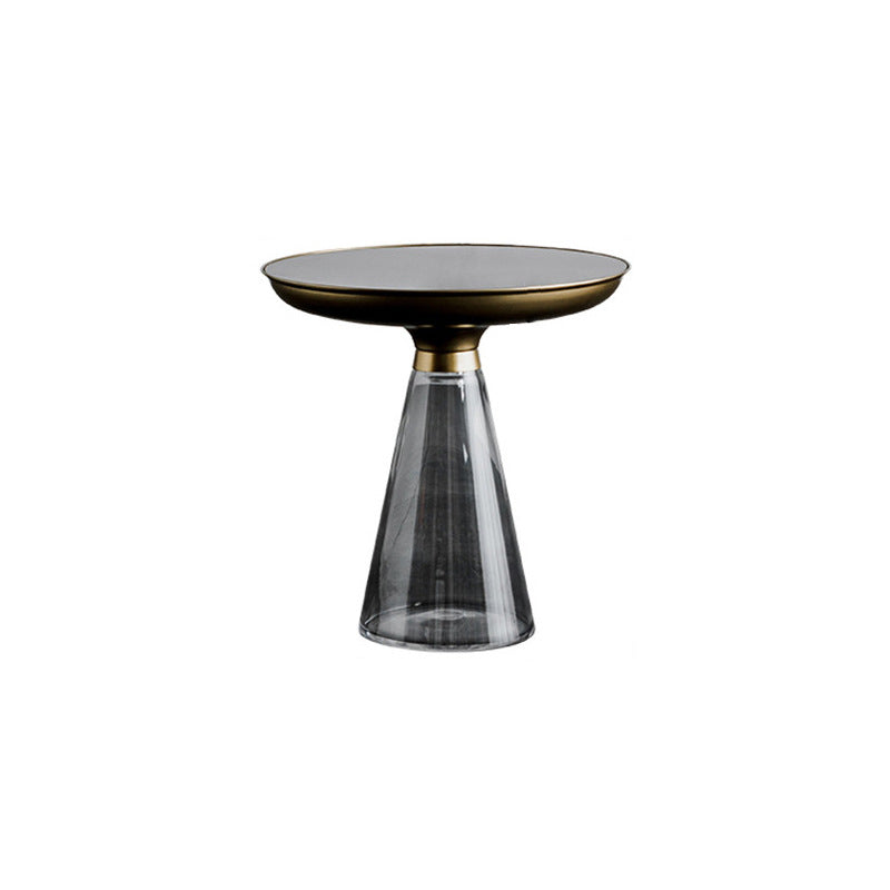Modern Luxury Round Tempered Glass Metal Coffee Table Geometric Design For Living Room