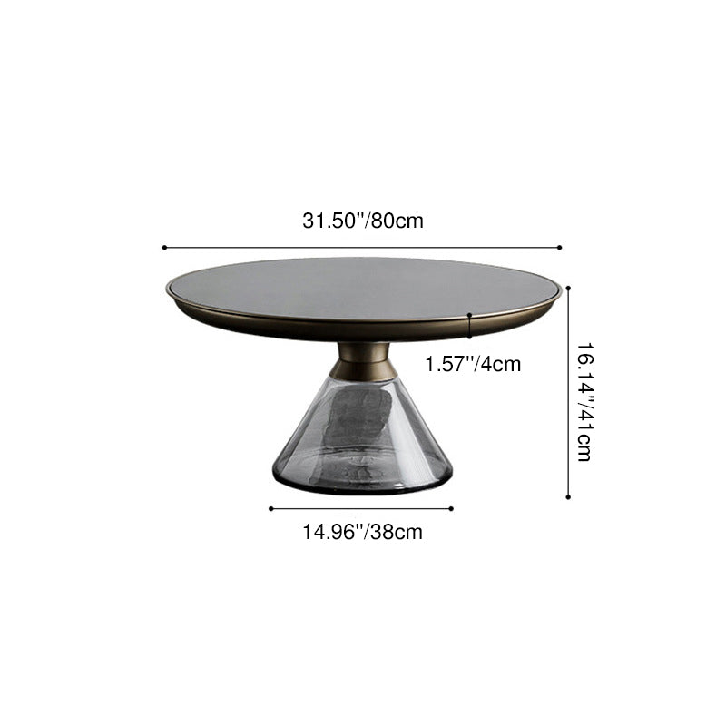 Modern Luxury Round Tempered Glass Metal Coffee Table Geometric Design For Living Room