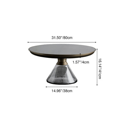 Modern Luxury Round Tempered Glass Metal Coffee Table Geometric Design For Living Room