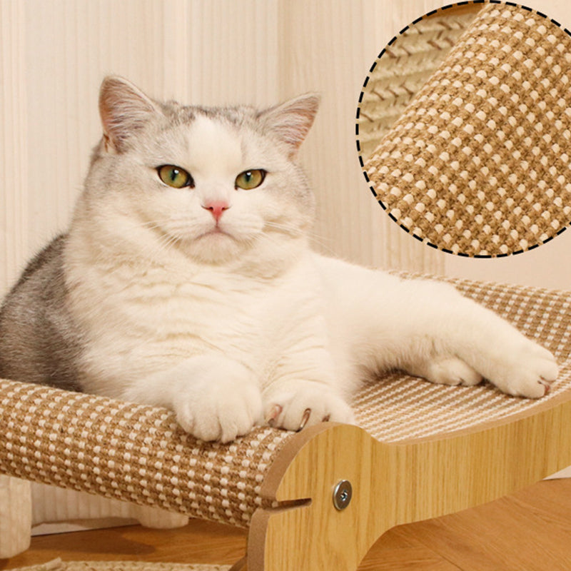 Modern Minimalist Curved Medium Density Fiberboard Hemp Padding Cat Tree 2-Tier For Living Room
