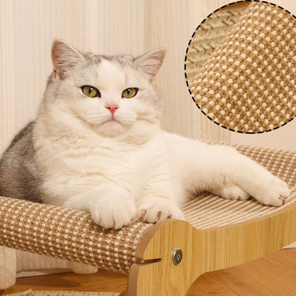 Modern Minimalist Curved Medium Density Fiberboard Hemp Padding Cat Tree 2-Tier For Living Room