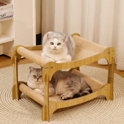 Modern Minimalist Curved Medium Density Fiberboard Hemp Padding Cat Tree 2-Tier For Living Room