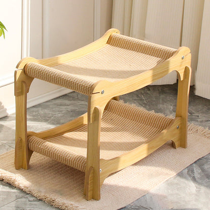Modern Minimalist Curved Medium Density Fiberboard Hemp Padding Cat Tree 2-Tier For Living Room