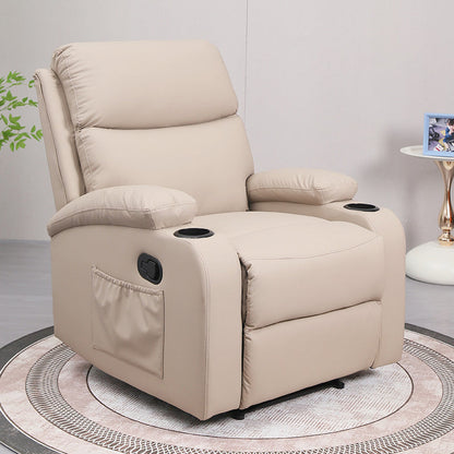 Modern Minimalist Curved Solid Wood Sponge Cat Scratch-Resistant Leather Accent Chair Backrest Armrest For Living Room